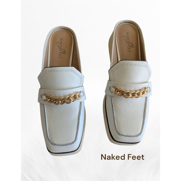 Naked Feet Shoes - NAKED FEET - ELECT in chamois platform loafers/mules   Sz  9.5M